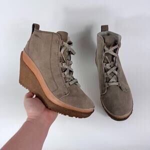 Merrell Tremblant Ankle Boots Women's 7.5 Brown Suede Wedge Lace-Up Casual